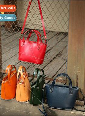 Genuine leather women bag new vegetable basket bag handmade