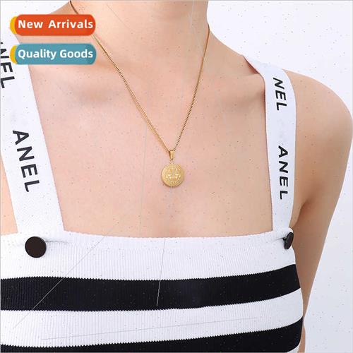 Europe ins balance pattern round color-plated necklace适用me