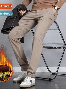 Autumn winter padded paragraph su pants male business straig