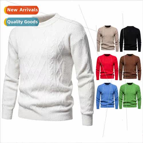 Autumn winter  men round neck kn sweater casual fashion pull