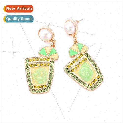 New personalized colorful oil drop juice cup earrings refres
