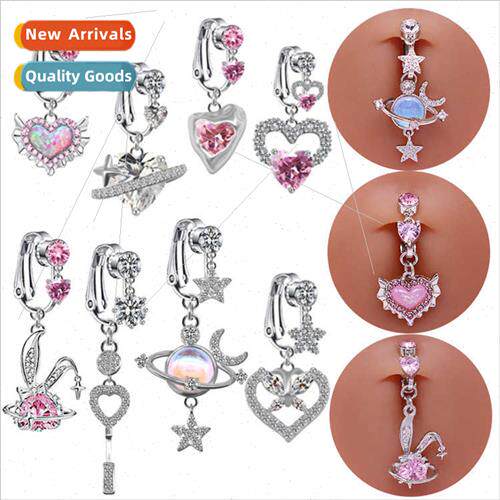 Europe cross heart-shaped navel ring planet moon navel ring