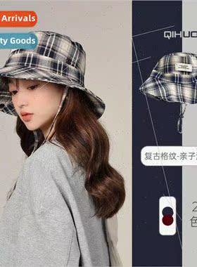 Plaid parent-child fisherman hat spring fall outing windpros