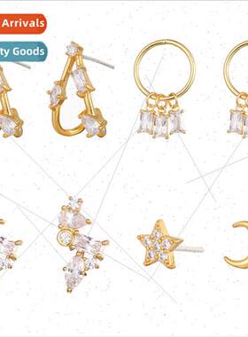 KJ 925 silver wh zirconium-plated earrings female Korea simp