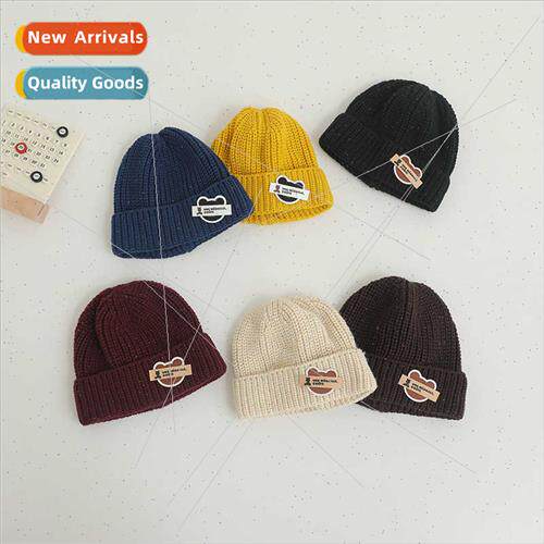 New children cartoon Mickey bear label knted cap autumn wint