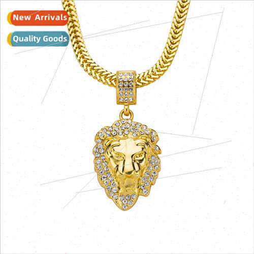 Drilling lion head pendant necklace Europe hiphop boyfriend