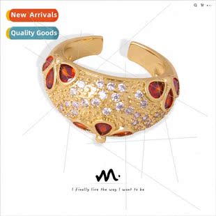 Europe material open ring copper zirconia retro court new