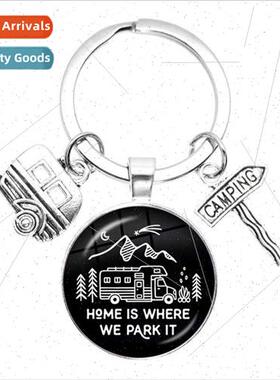 happy camper time gemstone keychain good friend happy campin