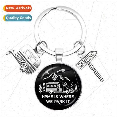 happy camper time gemstone keychain good friend happy campin