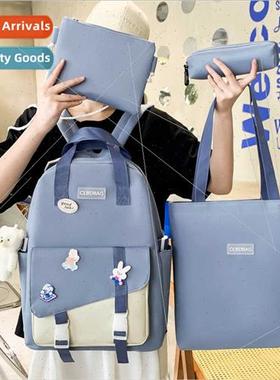 New four sets schoolbag Korean large capacy backpack shoulde