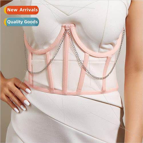 Europe straps commuter outwear chain pink undershirt girdle