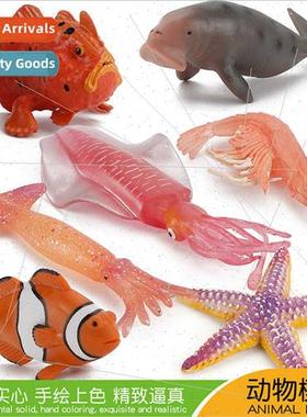 Underwater Creature Model Red Shrimp Mermaid Stone Fish Clow