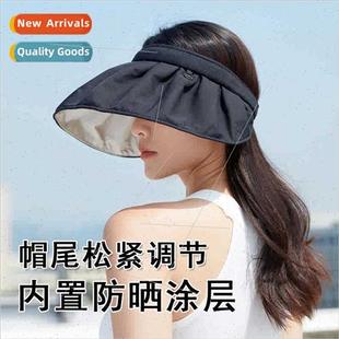 summer large Sunscreen adjustable female brim hollow cap