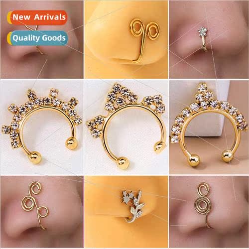 Zirconia Nose Clip Fake Nose Ring Piercing Jewelry Fashion C