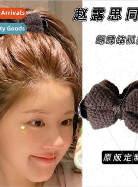 Curry large wool bow grab clip female hairpin clip shark cli