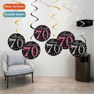 spiral elderly birthday New background cards party dec digal