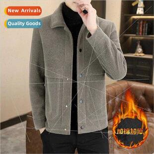 Slim men high end new jacket winter short 2023 lapel tweed