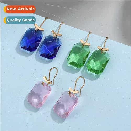 Autumn new copper ear hooks colorful crystal earrings earrin