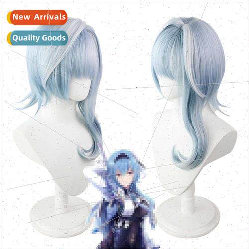 Wig Youla cosplay blue whe gradient color highlights flip ir