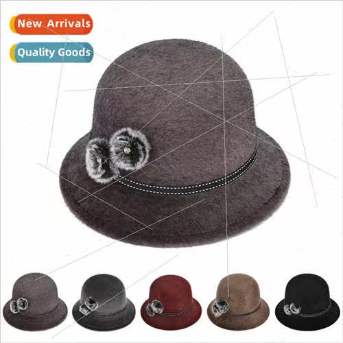 Autumn winter ladies basin hat tweed bowler hat Korean fashi