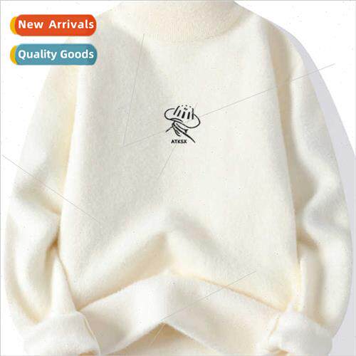 semi-high neck sweater men fall winter padded thickened mid-