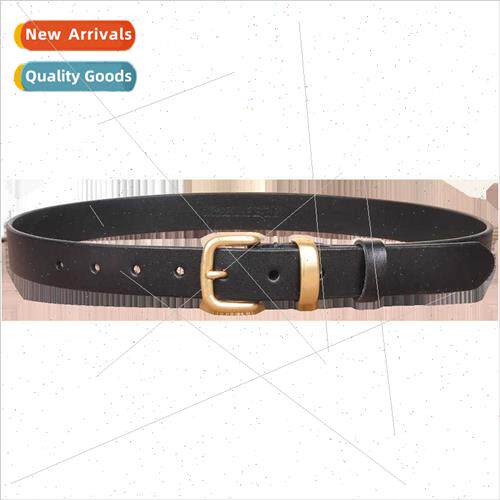 Pure copper buckle leather women belt cowboy decorative belt