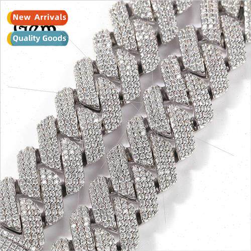 New Hip Hop Full Diamond Necklace Men Versatile 20mm Copper