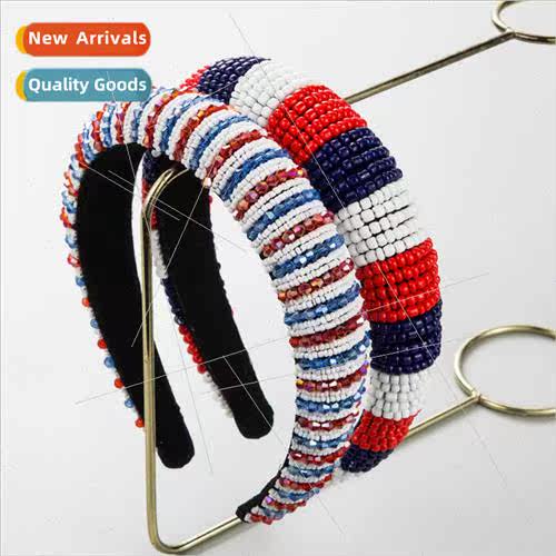 Hair bands red whe blue rice beads hair bands personalized w
