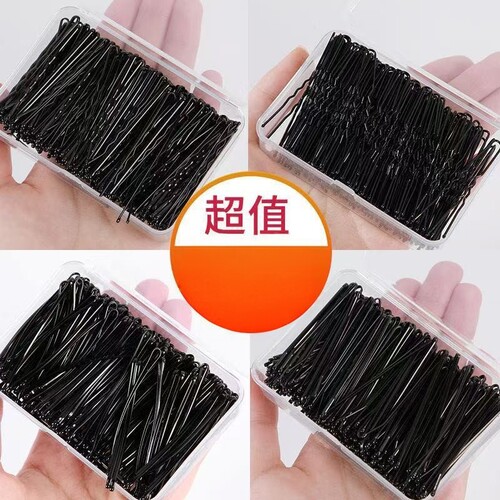 黑色加粗刘海丸子头一字夹