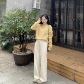 小码 PERRY自制小个子羊毛窄版 慵懒高腰显瘦拖地裤 150xxs