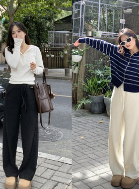 PERRY自制小个子加绒羊毛窄版运动弯刀休闲裤显瘦百搭长裤150xxs