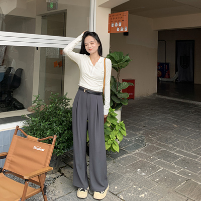 高腰拖地裤慵懒94cm小个子