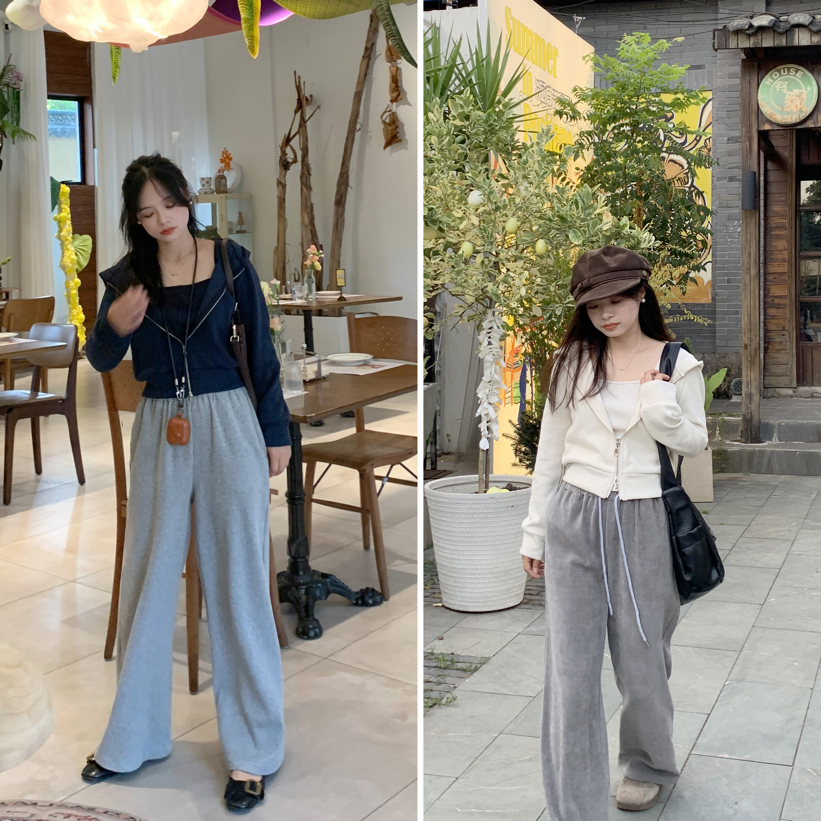 PERRY自制小个子连帽慵懒风开衫卫衣女宽松显瘦收腰衣外套150xxs