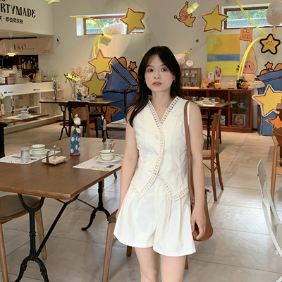 PERRY自制小个子老钱风白色无袖套装女夏轻熟风松弛感穿搭150xxs