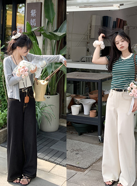 PERRY自制小个子两色高腰显瘦宽松窄版白色牛仔裤小码150xxs