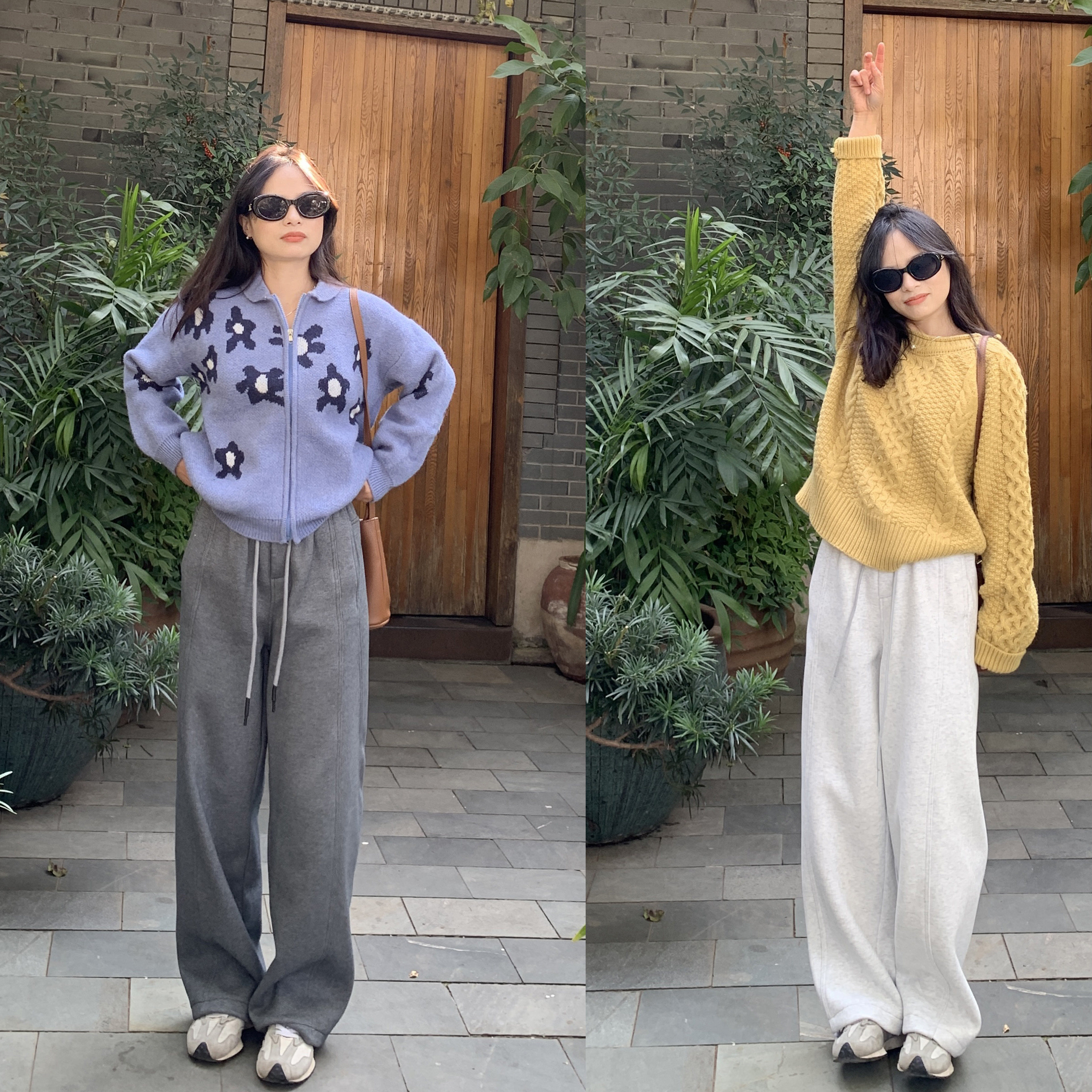 PERRY自制小个子灰色宽松直筒休闲裤慵懒显瘦长裤小码150xxs