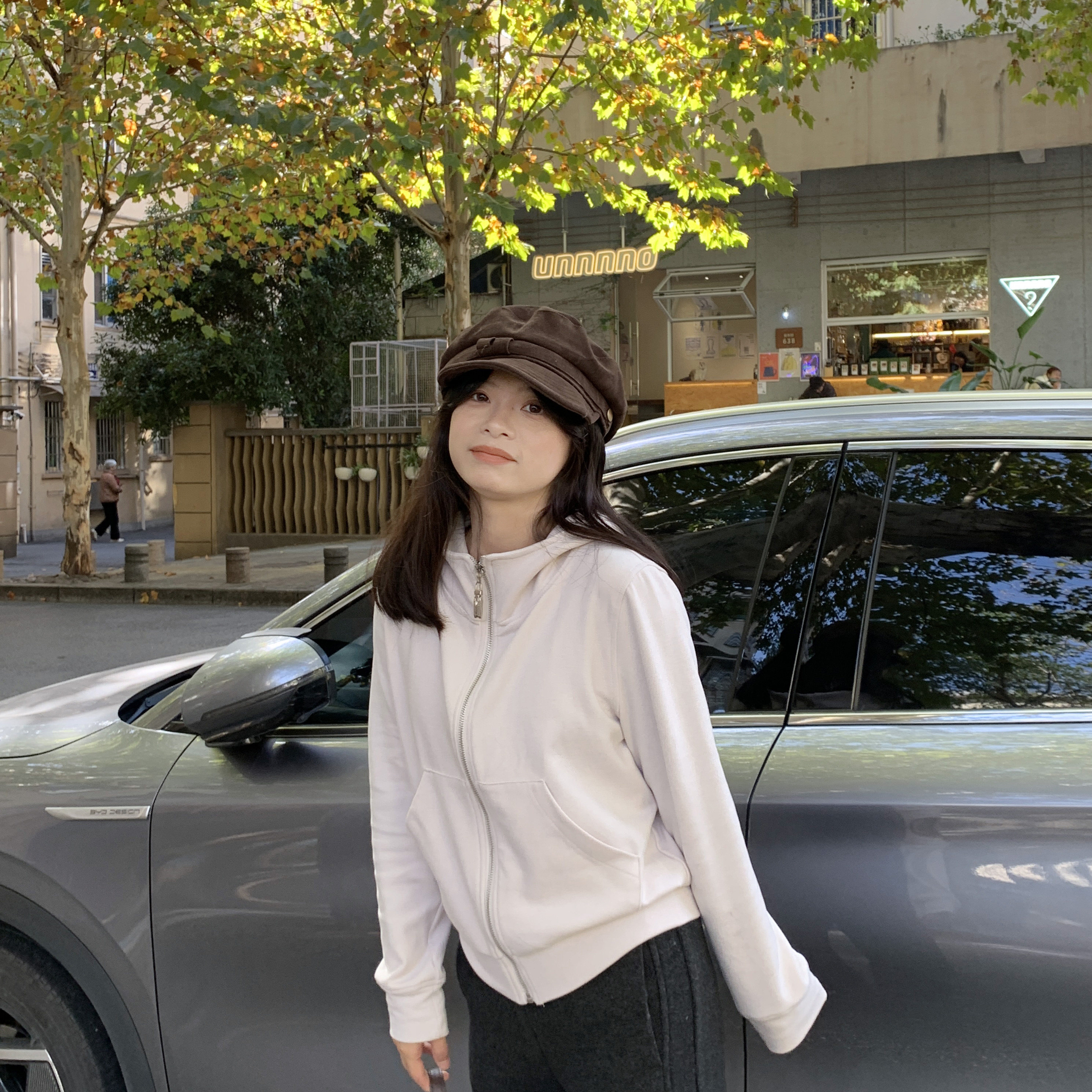 PERRY自制小个子奥绒连帽打底衫百搭小码150xxs