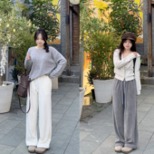 豆腐裤 舒适至上 高腰休闲裤 PERRY自制小个子窄版 女阔腿裤 150xxs