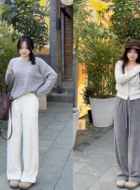 PERRY自制小个子窄版豆腐裤 舒适至上 ~高腰休闲裤女阔腿裤150xxs