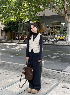 PERRY小个子90白鸭绒羽绒马甲女宽松显瘦百搭背心150xxs