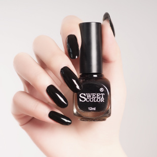 黑色系水性亮黑裸色指甲油持久不掉色免烤快干防水健康无味网红款