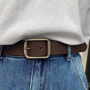 手工皮带男纯牛皮定制腰带针扣不锈钢日字扣头层真皮男士