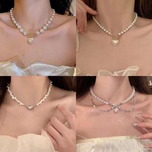 颈炼 年轻人珍珠项炼女轻奢百搭设计感锁骨链小清新甜美简约时尚