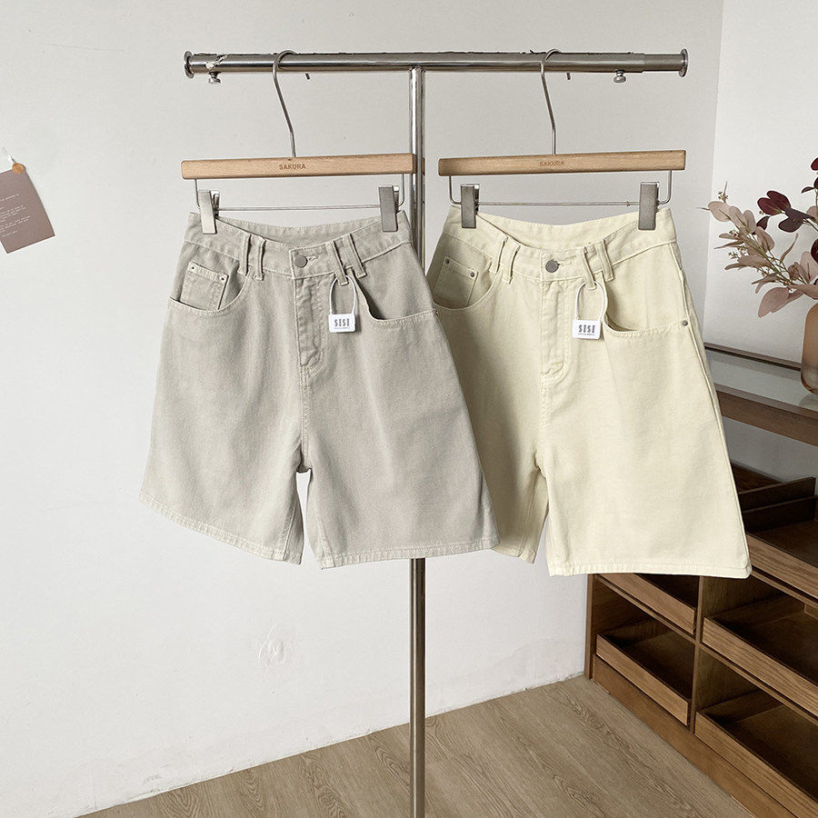 慵懒风刚好高腰牛仔短裤女2026春季新款宽松显瘦百搭休闲五分裤