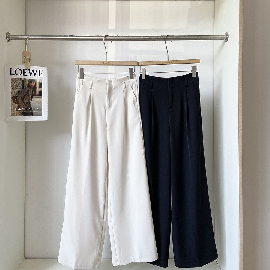 复古时尚高腰阔腿裤女2026春季新款韩版chic百搭显瘦遮跨休闲长裤,女装/女士精品,休闲裤,淘宝优惠券,粉丝福利购,淘宝优惠卷