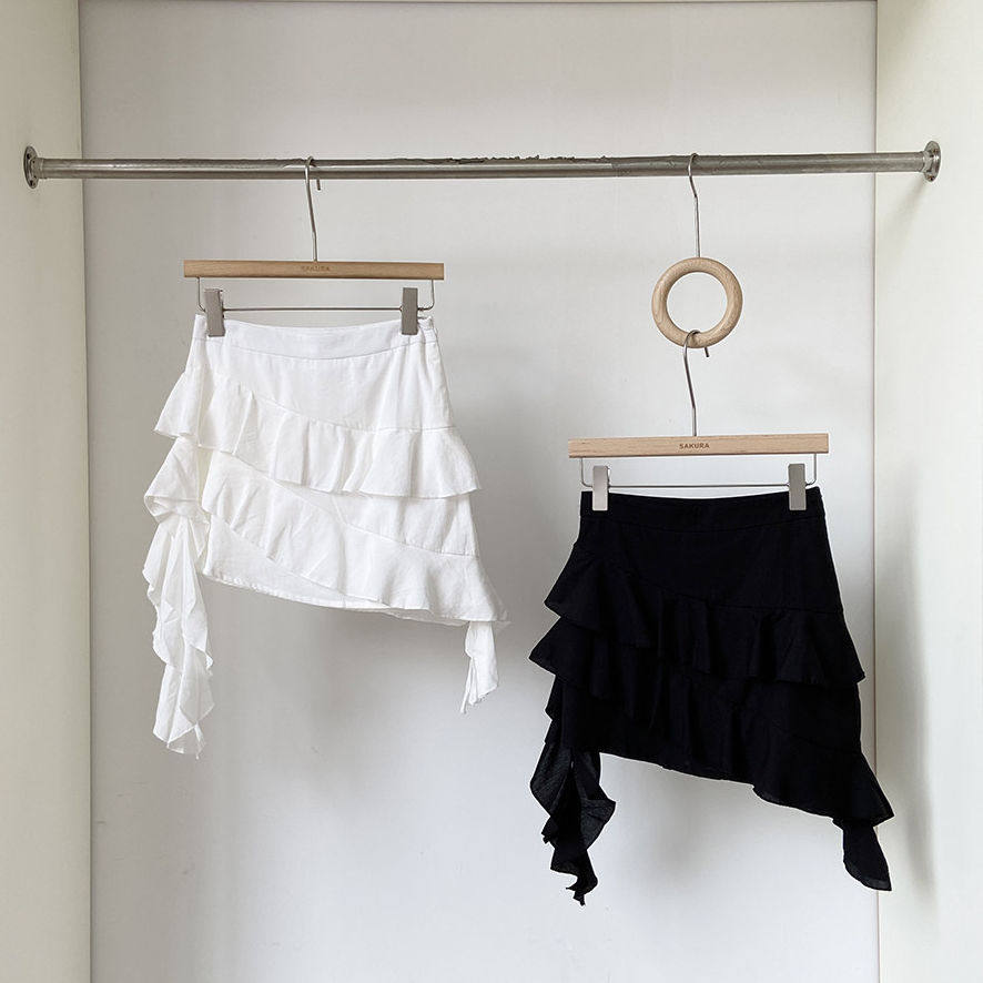 韩版高腰荷叶边蛋糕裙女春夏季新款显瘦不规则A字半身裙百搭短裙