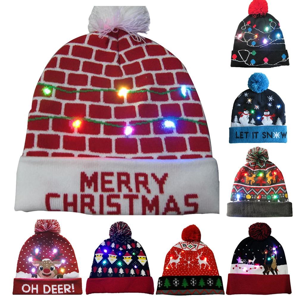 christmas hats beanie sweater led light knit hat christmas d