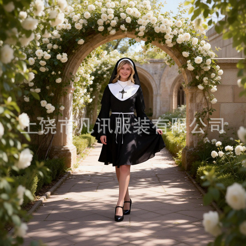 热销玛利亚cos服装十字化妆舞会万圣节成人修女服民族服装/舞台装