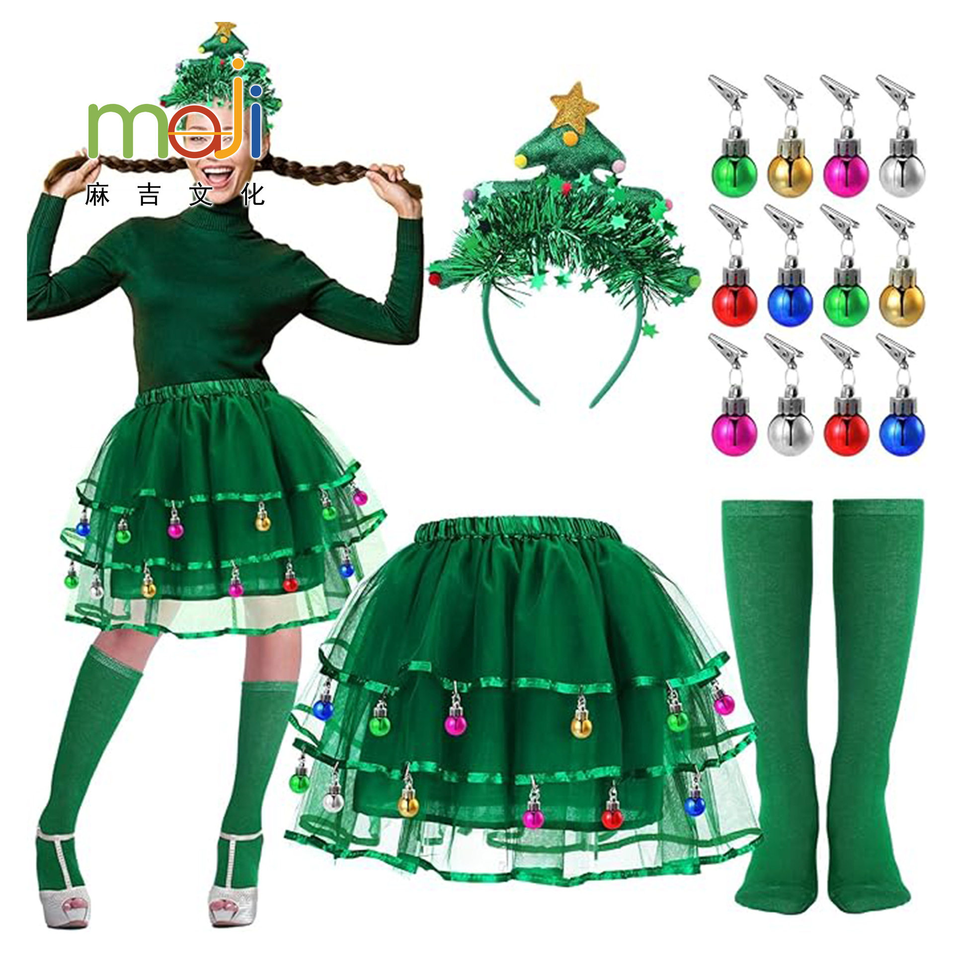 女士蓬蓬裙树头带袜圣诞服装万圣/圣诞/儿童节用服饰MAJI圣诞节+