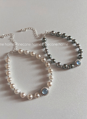 pinecone home·小众定制【海蓝宝】s925纯银法式施家珍珠手链